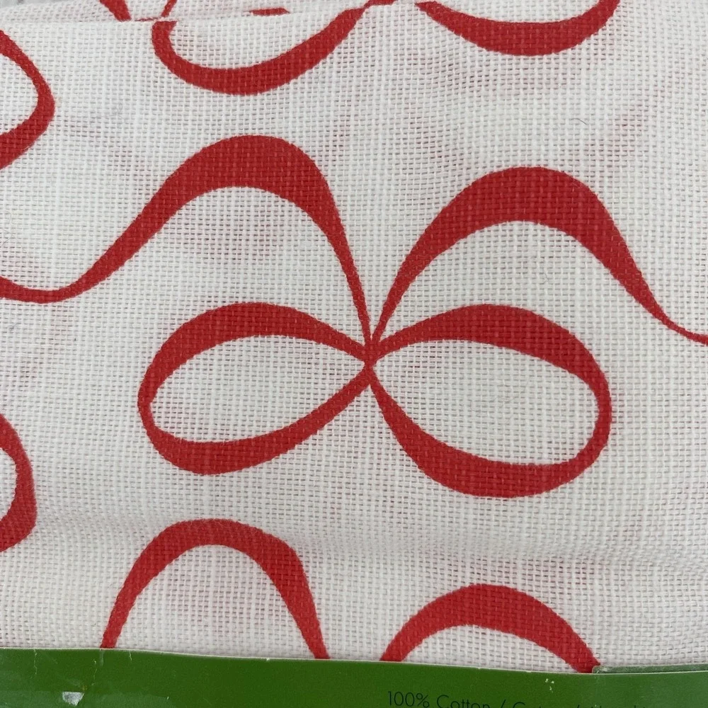Kate Spade Napkins (Set of 4) White Red Bows Ribbons Valentines Holiday Cotton